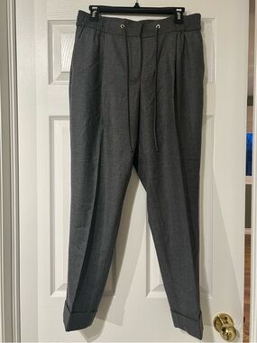 Massimo Dutti Wool Charcoal Drawstring Trousers